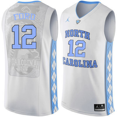 Men North Carolina Tar Heels #12 Phil Ford College Basketball Jerseys Sale-White